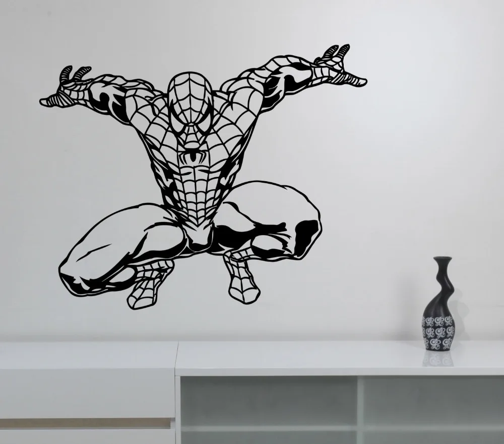 

Spiderman Wall Sticker Marvel Comics Art Superhero Vinyl Decal For Kids Rooms Boys Bedroom House Decoration Decor Poster WW-74
