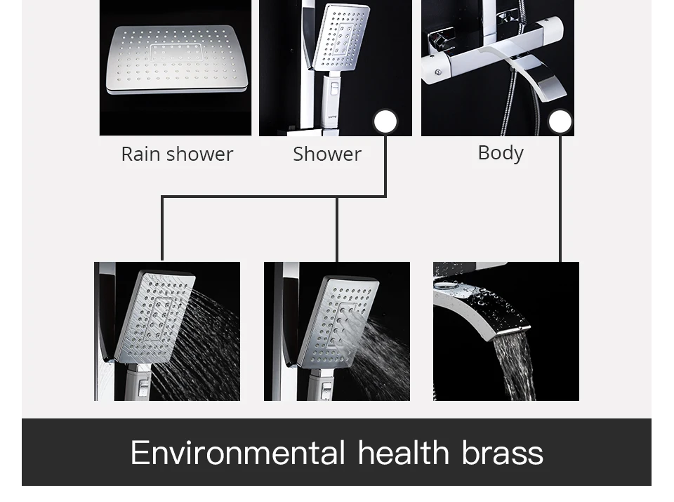 GAPPO Термостатический смеситель для ванны душевой набор дождевой кран горячий и холодный черный смеситель для душа ванна Термостатический смеситель для душа