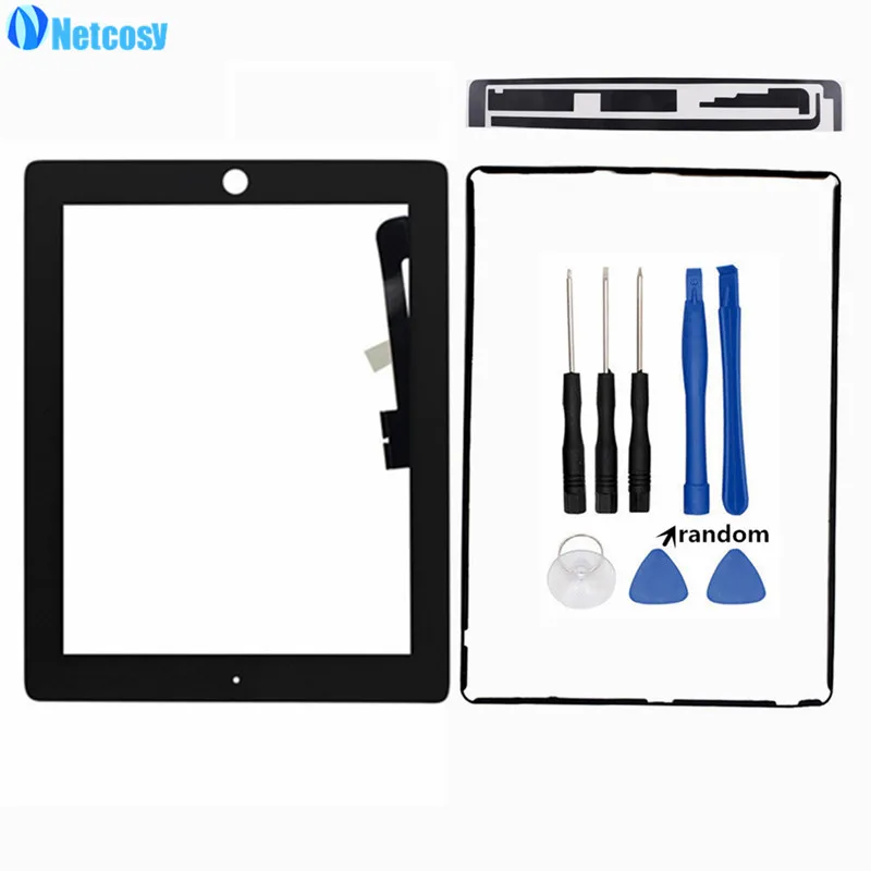 

Netcocsy Black / White Touch screen digitizer panel replacement For iPad 4 A1458 A1459 A1460 TouchScreen & Bezel frame & Tools