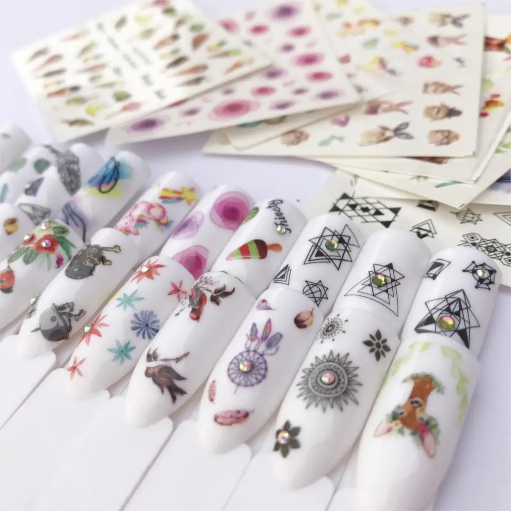 

LCJ Nail Sticker Water Decals Flowers Watermark Ink Slider for Nails Art Decoration Gel Nail Manicure Accessories