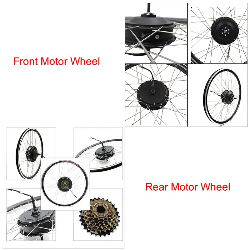 Flash Deal Electric motor wheel 36v/48v high speed brushless gear motor wheel for 20"24"26"700C 28"Electric Bicycle Conversion Kit 3