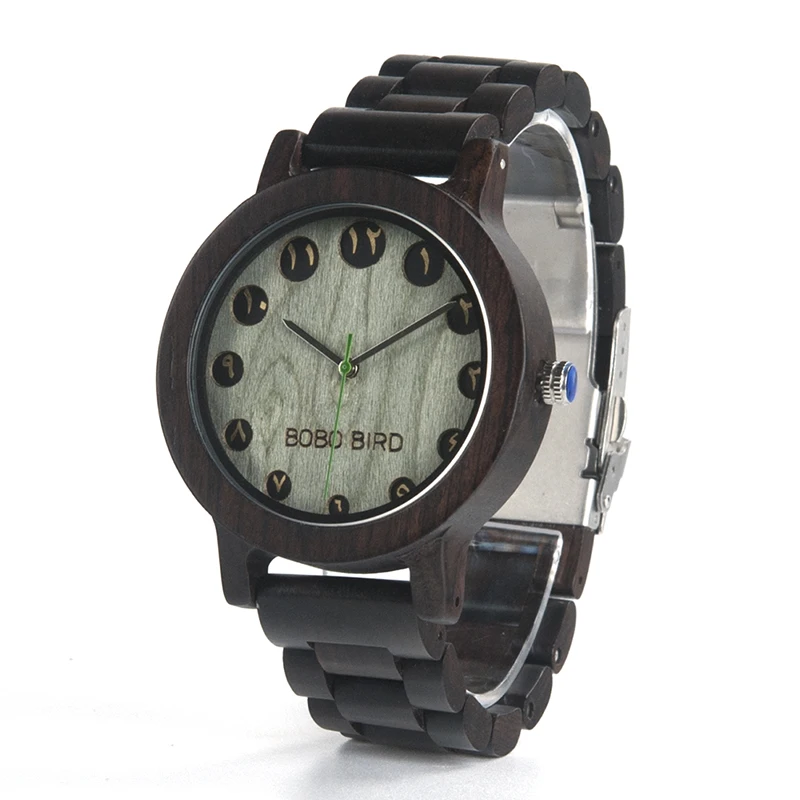 BOBO BIRD EN24 Decent All Wood Men Watches Arabic Numerals Display Bamboo Watch as Gift