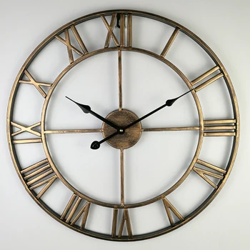 

European Large Metal Wall Clock Modern Decor Antique Style Roman 3D Decoration Clocks Iron Art Wall Watch Home Decor 40cm