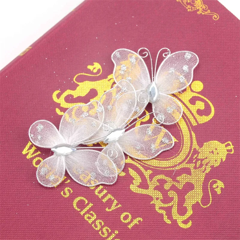 Cooll 10pcs Butterfly Appliques Exquisite Handicraft Double Layers DIY Embroidery Butterfly Patches Craft Flower Accessories, Purple