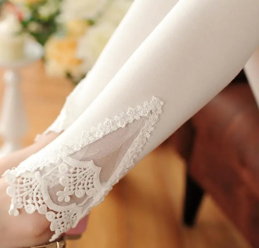 YSDNCHI Summer Casual Leggings Women Knitted Legging Hollow Out Lace Diamond Fitness Leggings Black Pants tights for women Leggings
