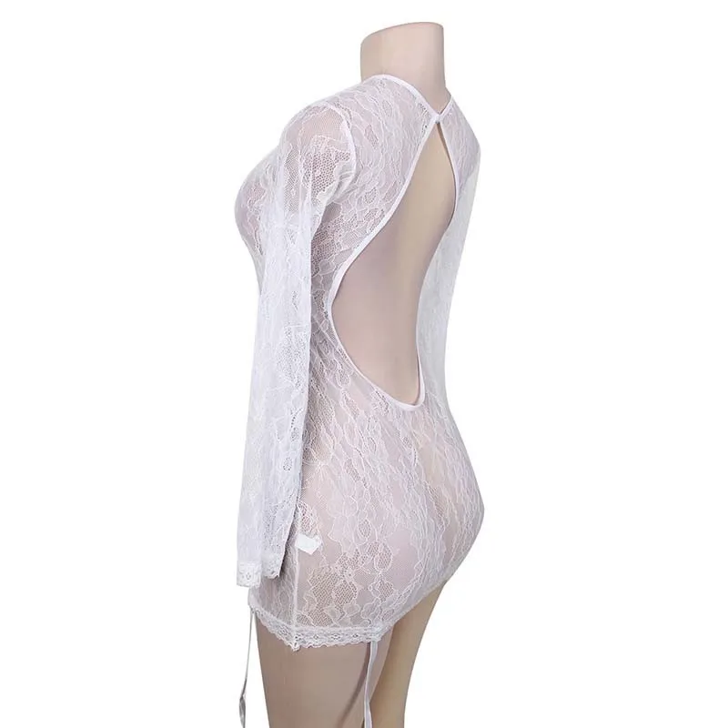 RN80359 Мода Печати Кружева Спинки Белье Babydoll Sexi Женщина Эротическое Черный С