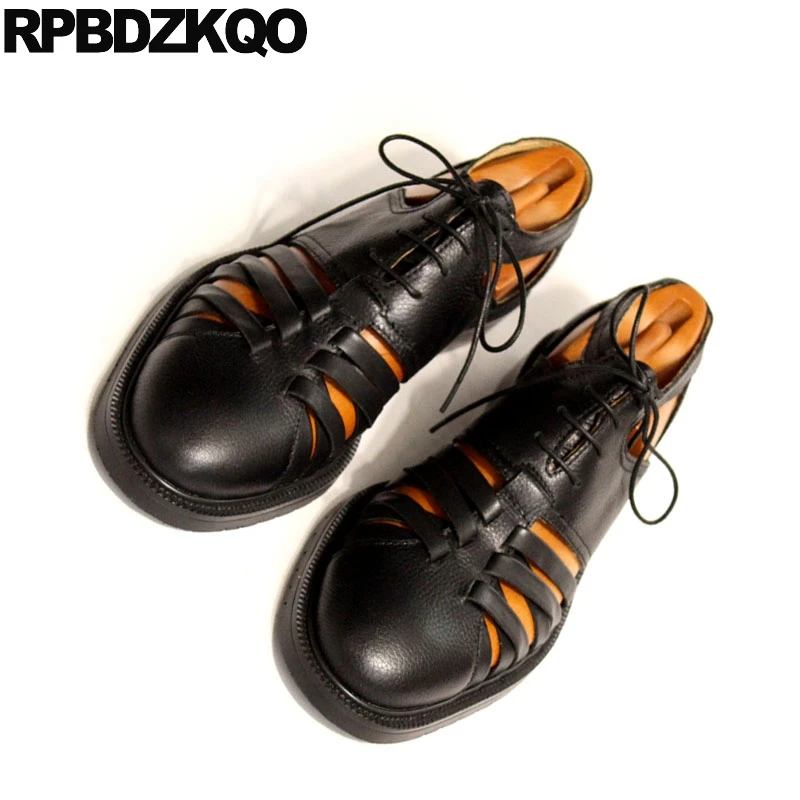 Männer Schuhe Qualität Flache Echtes Luxus Sommer Zehe Hohe Kleid 45 Große Designer Leder Römischen Schwarz Schwarzes Plus Größe Geschlossene Sandalen 2018 xwfXS0I