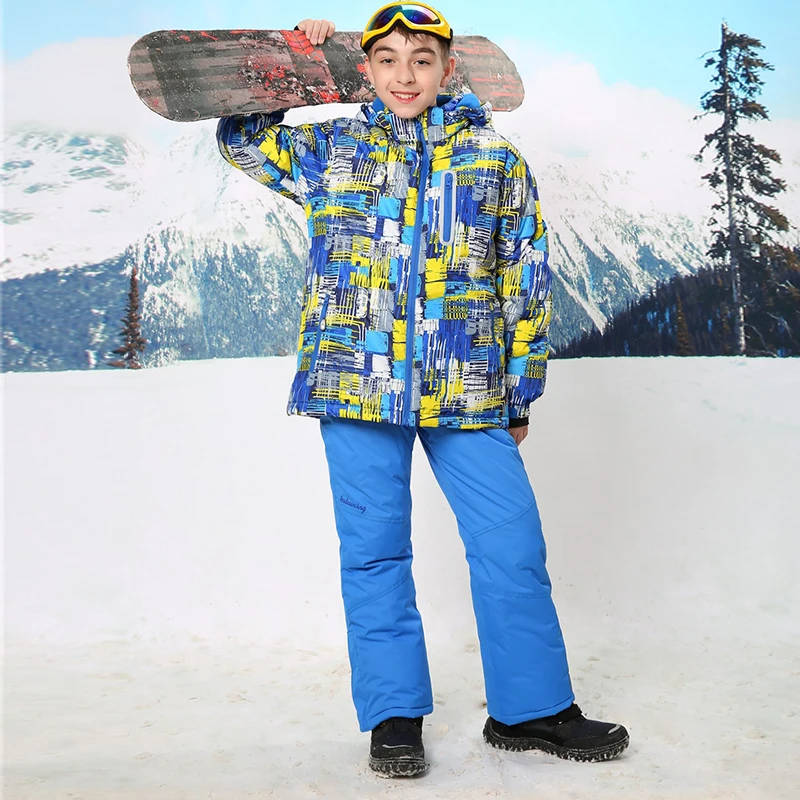 

Waterproof Index 15000mm Warm Coat Ski Suit Windproof Baby Boys Jackets Kids Clothes Sets Children Outerwear For 3-16 Years Old