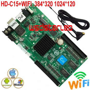 

HD-C15+WIFI Support 1-32 scan Lan+USB asynchronous RGB color P4 P5 P6 P8 LED screen control card 384*320 1024*120 3pcs/lot