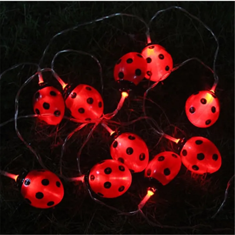 LED Solar Panel Ladybug String Lights Creative New Year Holiday