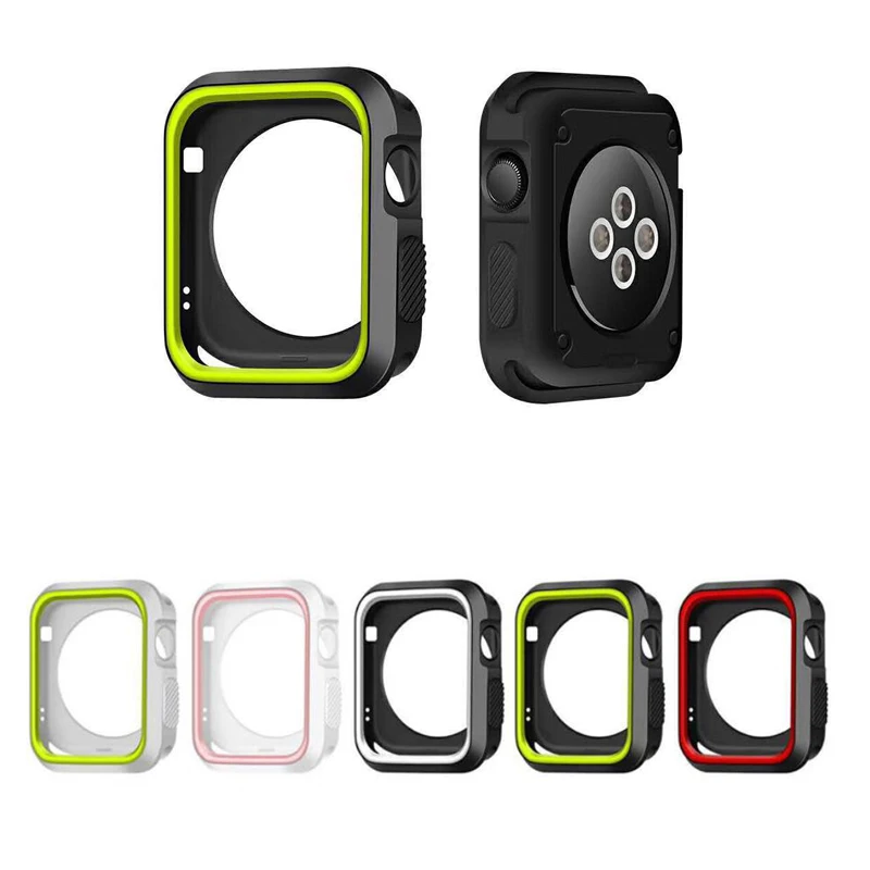 silicone cover for apple watch case 42mm 38 40mm 44mm sport band strap full frame rubber protector soft case for iwatch 4/3/2/1