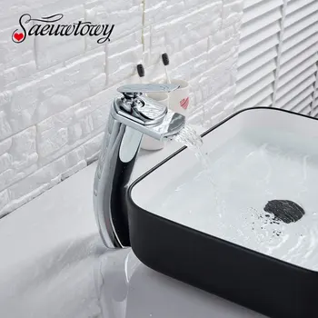 

Saeuwtowy Chrome/Brushed Nickel/Antique Brass Basin Faucet Deck Mounted Hot & Cold Mixer Tap Tall Torneira