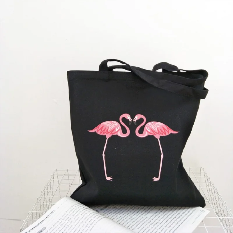 

Flamingo Printing Zipper Canvas Shoulder Bags 2018 Summer New Hot Fashion Female Casual Simple Students School Bags Handbags