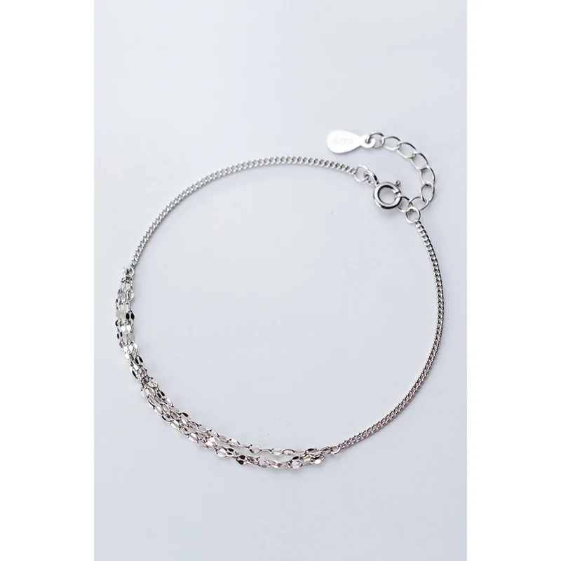 

La MaxZa Fashion Silver 925 Bracelet Woman Double Link Chain Bracelets Women 925 Sterling Silver Bracelet Trendy Minimalist Gold