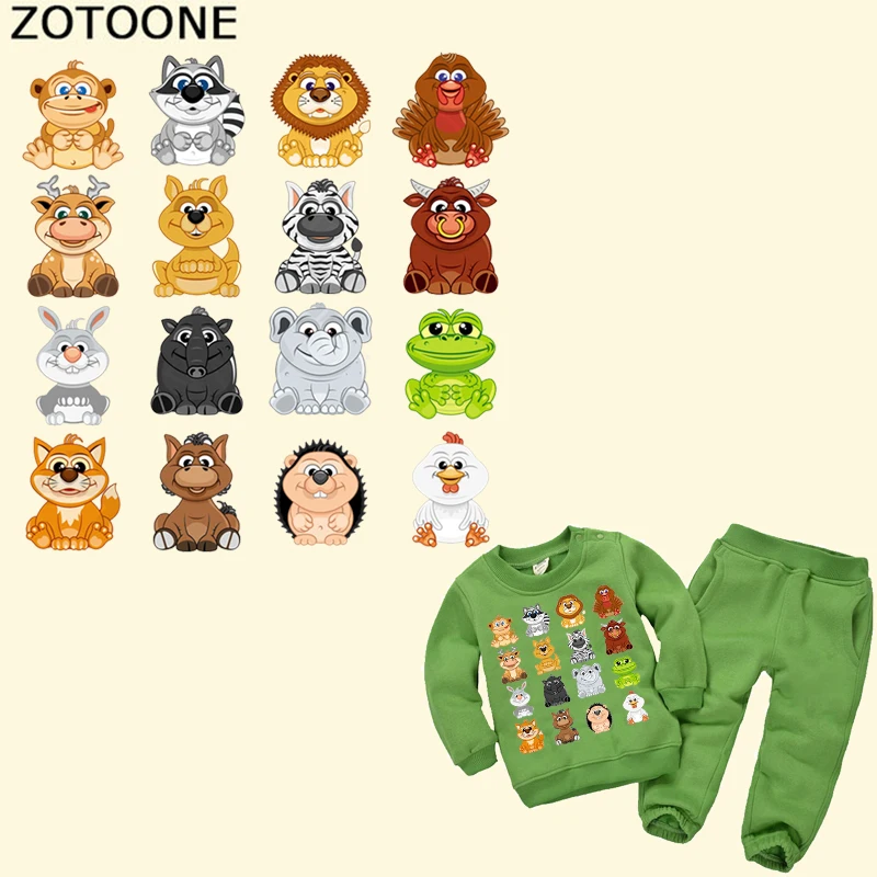 

ZOTOONE 16Pcs Animal Patch Set Iron On Transfers for Kids Clothes DIY T-shirt Heat Transfer Vinyl Lion Patches Applique Stickers