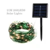 Alambre verde al aire libre Solar árbol luces cadena 20M LED hadas luces vacaciones luz Navidad boda jardín fiesta Decoración ► Foto 1/6
