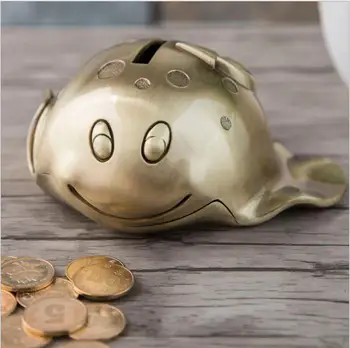 

Animal fish bronze color piggy coin bank kids money box metal piggy bank money money box kids saving box for gifts SNG036