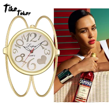 

TIke Toker,Ladies Alloy Bracelet Watch Fashion Luxury Strap Women Dress Watches Heart Creative Quartz Clock Relogio Feminino New