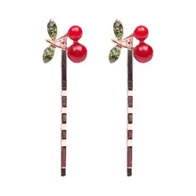 2 шт Минималистичная Ювелирная Изысканная заколка для волос для девушек милая искусственная Хрустальная вишневая вишня фруктовая волнистая заколка для волос