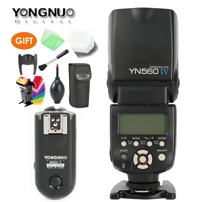 YONGNUO YN-560 IV Master Radio Flash Speedlite + RF-603 II Wireless Trigger for Nikon D800 D7100 D610 Canon 5DIV 650D Camera