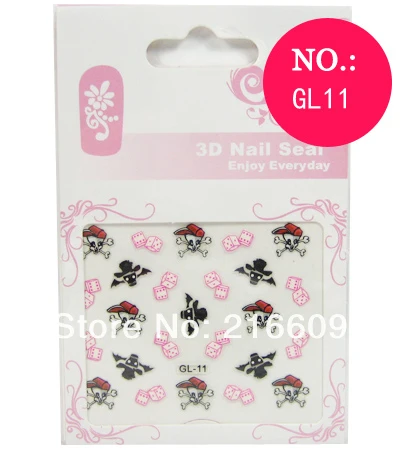 500 компл./лот 3D Monster Highs белые черные черепа розовый бант наклейки для ногтей DIY декоративные наклейки 24 стиля DHL