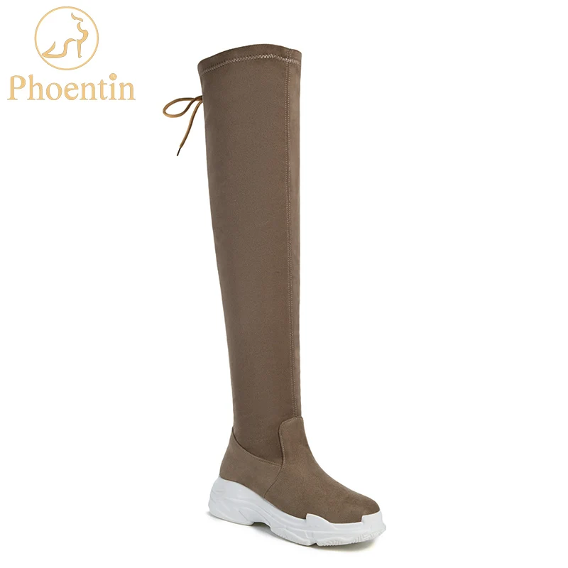 

Black over knee boots womens with lace up on back 2019 new fashion women vulcanized shoes large size long boots platform PH141