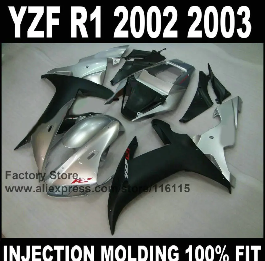 Изготовленные на заказ Обтекатели для YAMAHA YZF R1 2002 2003 02 03 цвет черный серебристый ABS