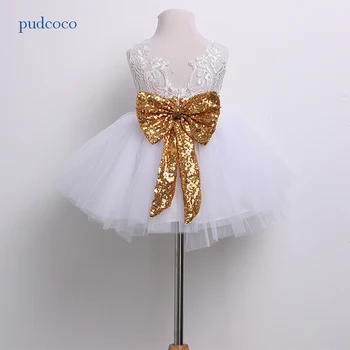 

Pudcoco Brand Cotton Kids Baby Girl Lace Floral Boknot Dress Party Princess Dresses Formal baptismal dress