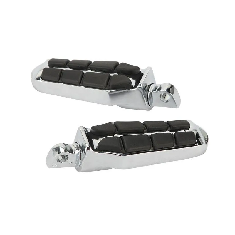 Chrome 2x Aluminum & Rubber Motorcycle Male Mount Foot Pegs Support