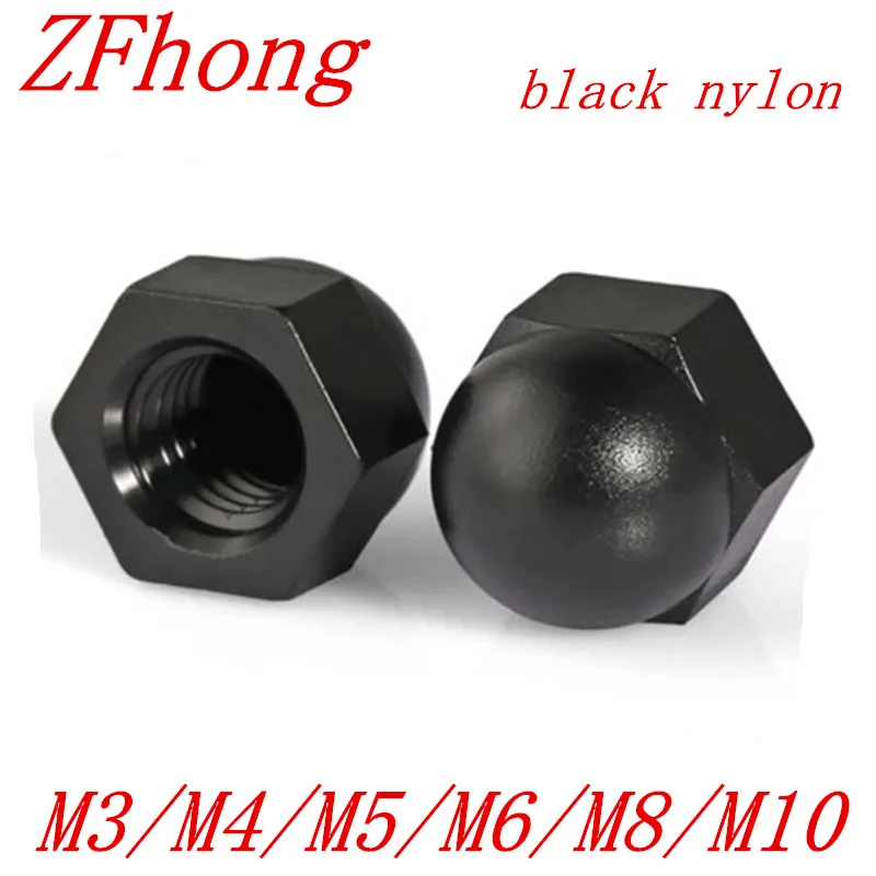 100PCS m3/m4/m5/m6 black nylon hex cap nut acorn nutsin Nuts from Home