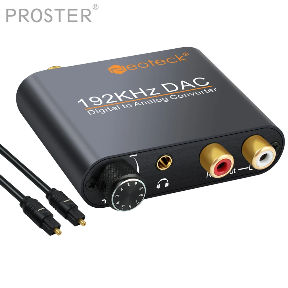 

Proster Digital to Analog R/L Audio Converter RCA 3.5mm Jack Coaxial Toslink to Analog Stereo 192kHz Aluminum Converter Adapter