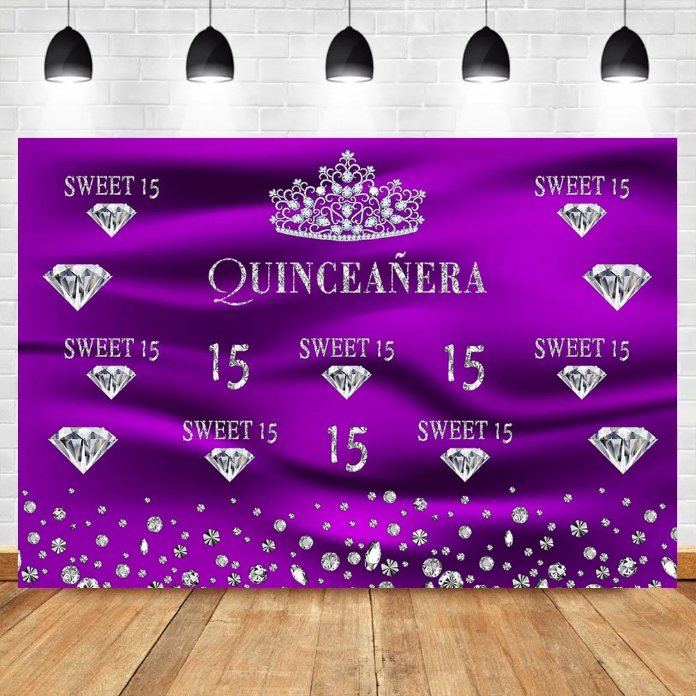 Neoback Quinceanera Purple Backdrop Sweet 15 Birthday Party