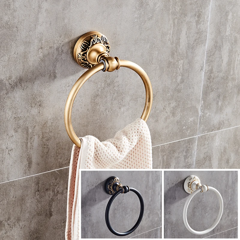 Wall Mounted Round Towel Ring Classic Antique/Black/White Bathroom