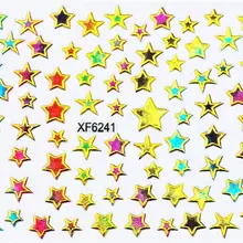 Цветные водостойкие стикеры 3D на ногти Nail Art для переноса воды, сделай сам, Звездный дизайн, Типсы для ногтей, аксессуары, инструмент для украшения XF6241B