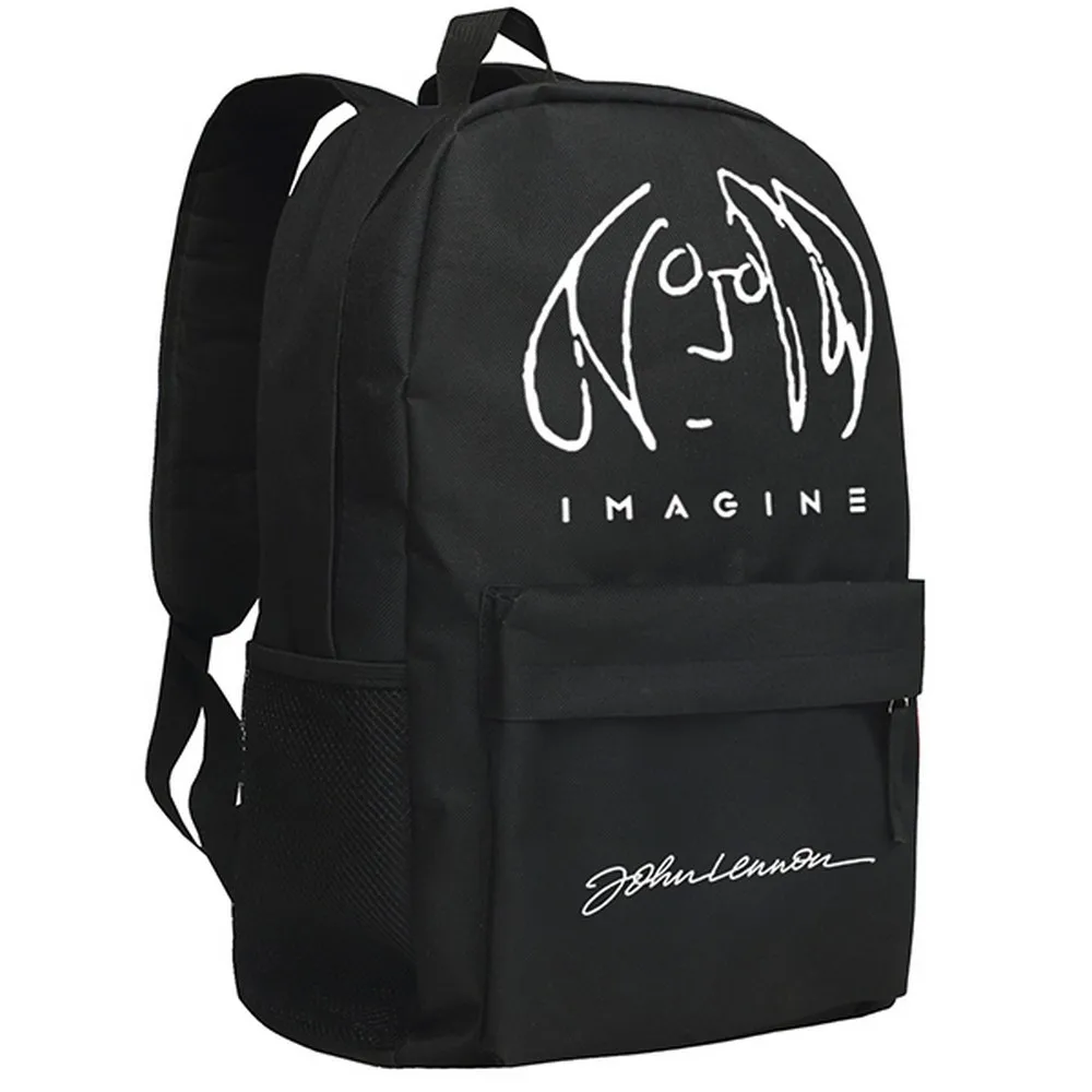 

MeanCat British Rock Band The Beatle Backpack John Lennon Singer Stars Beatle Collection Black Schoolbag for Fans Teenagers