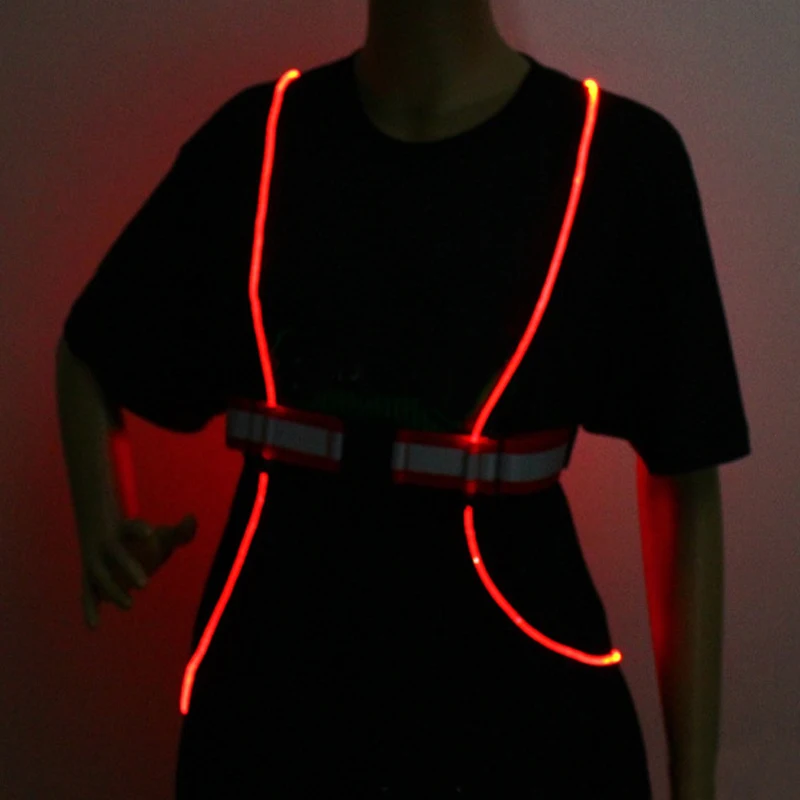 

3 color Flashing LED Lighting Safety Reflective Vest Running Cycling Night Vest Strap