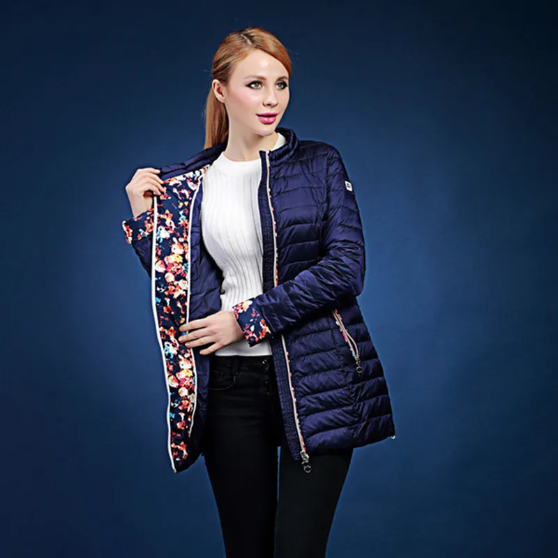 Belle Rembourré Dark Vintage Ceinture Veste red Col Stand L'huile Sic Fleur Modèles Femmes light De Color colorful Down À Slim Blue Coton Blue Peinture v312 qZt7UcpW