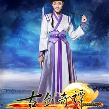 Fu Qu компьютерная игра tv Play Gujianqitan античный меч Легенда Театральный Костюм Косплей Синий Меч леди костюм для женщин