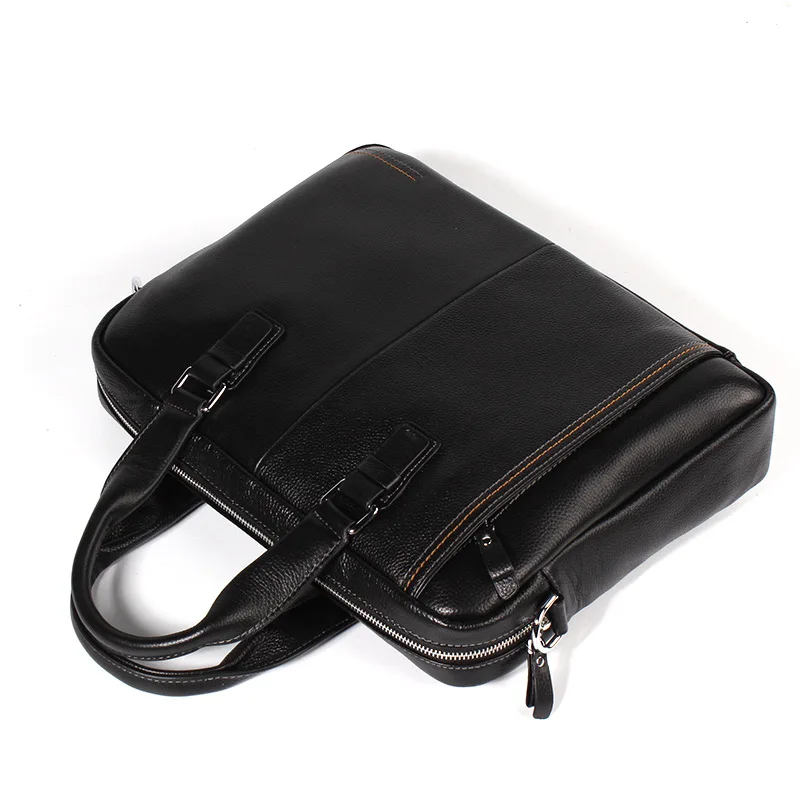 

New Luxury Brand Business Men's 100% Cow Genuine Leather Briefcase Male Shoulder Bag Real Natural Leather Tote Computer Handbag