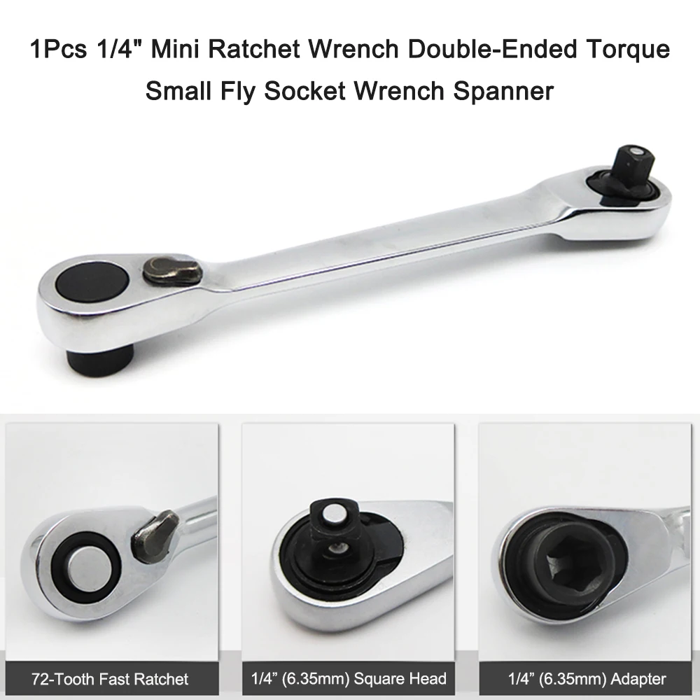 

1Pcs 1/4Inch Mini Ratchet Wrench Double-Ended Torque Small Fly Socket Wrench Spanner automotive tools Car Tool