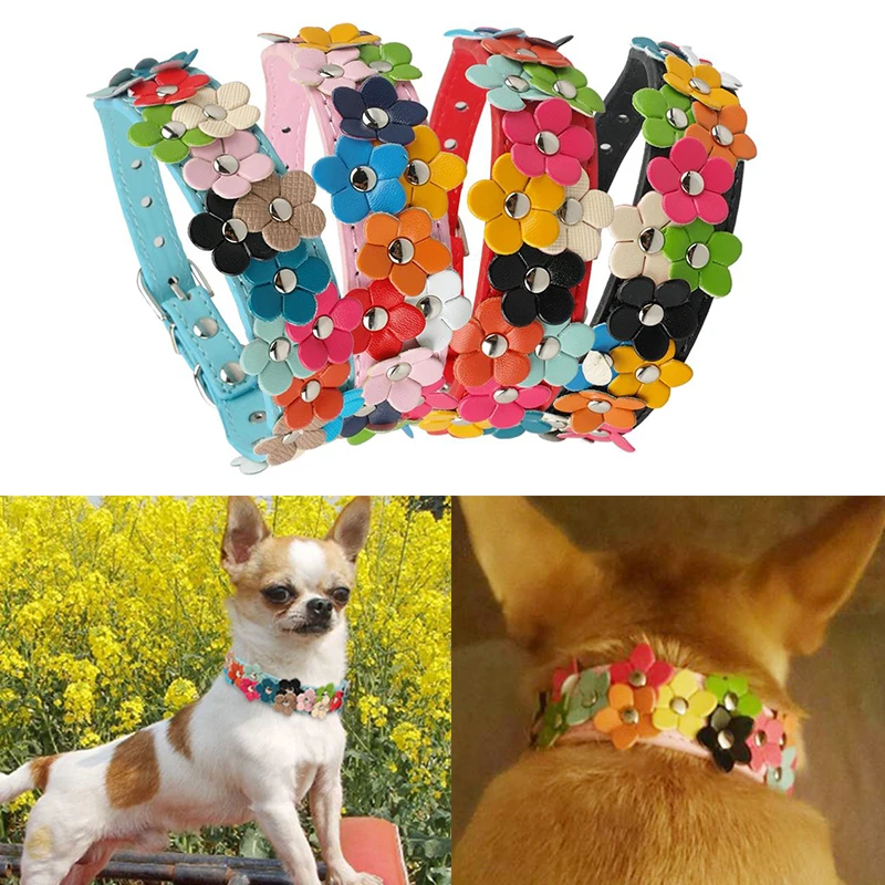 

Flower Pet Accessories Leather Pet Collar For Dog Necklace Pet Products Puppy Collar Diamond For Cat Accessories