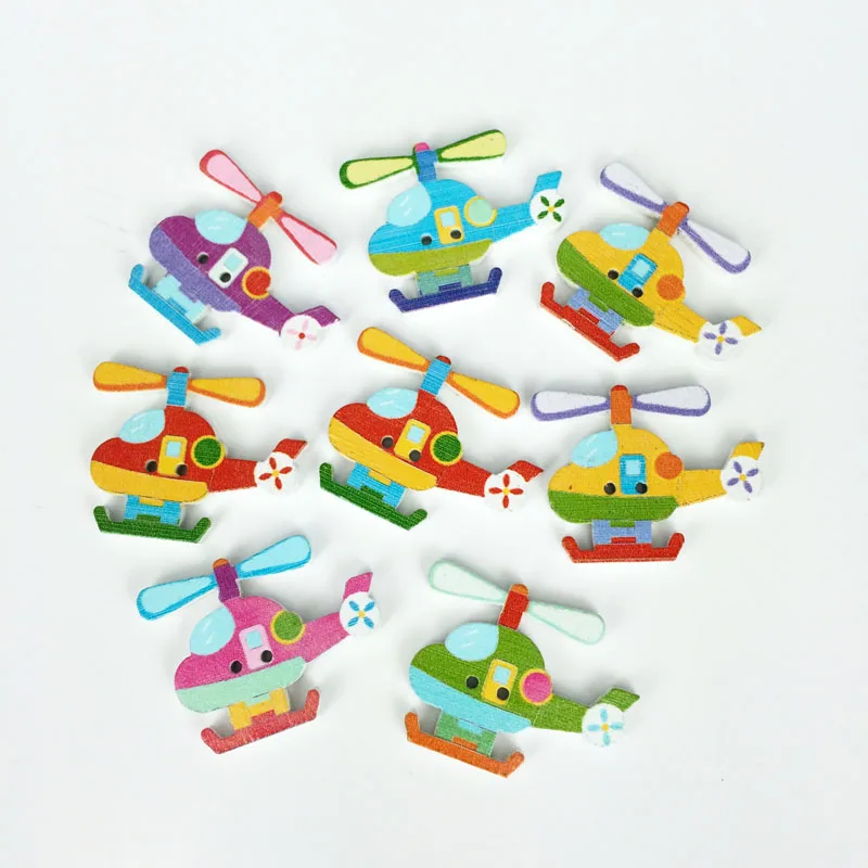 

50Pcs Helicopter Fashion Fancy Bulk Mixed Wood Button Sewing Accessories Decorative Buttons Handmade Scrapbooking Craft 26*32mm