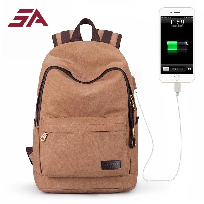 SA 2018 Cheap canvas Backpack Canvas Women men Burglarproof Backpack