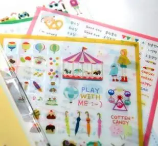 

Free ship!1lot=15set(105pc)!deco PVC sitckers set/cute cartoon Scrapbooking decorative stickers