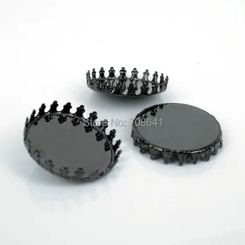 

Blank Round Crown Bezel Trays Pad Bases Settings Resin Cabochons Findings for Floating Charm Lockets Making Gunmetal black tone