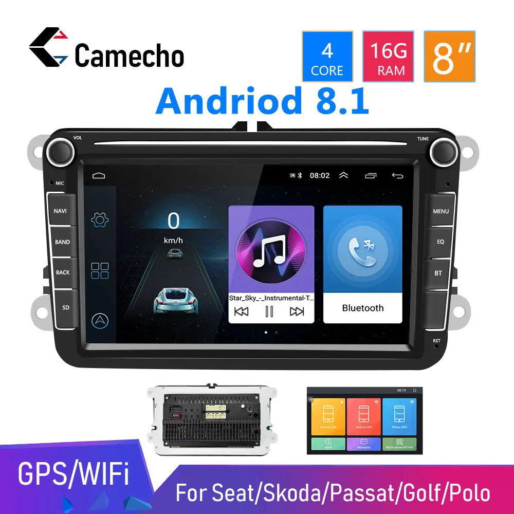 Camecho gps Автомобильный мультимедийный плеер Android 8 1 Авто Радио 2 Din аудио стерео