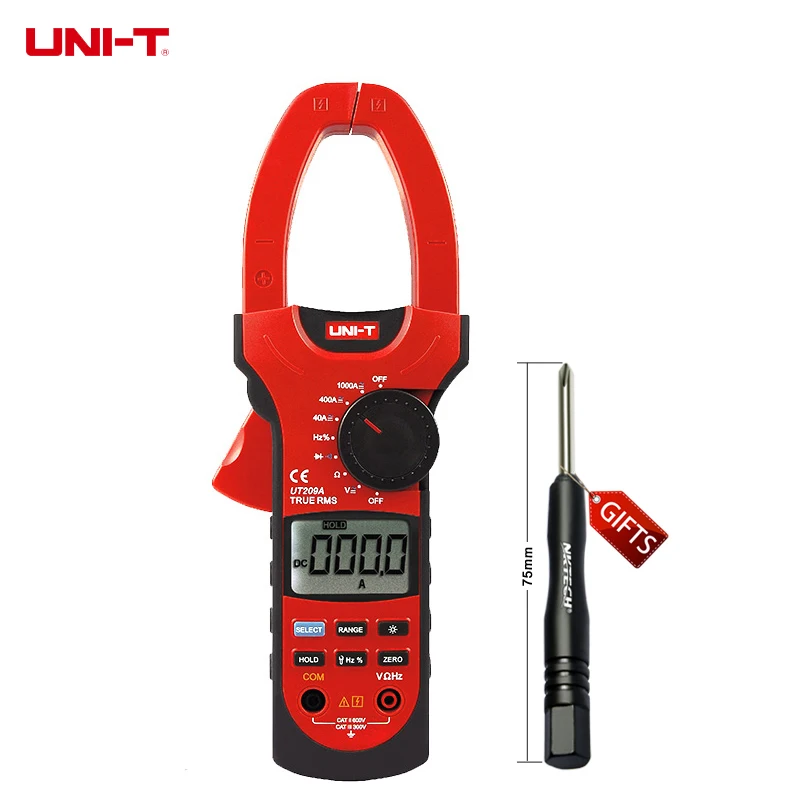 

UNI-T UT209A LCD Digital Clamp Multimeter True RMS AC/DC V A Res Freq Temp gB0639