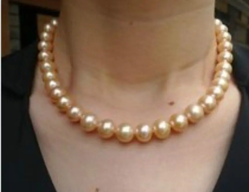 

FREE SHIPPING HOT sell new Style >>>> elegant 9-10mm round south seagold pink round pearl necklace 18inch