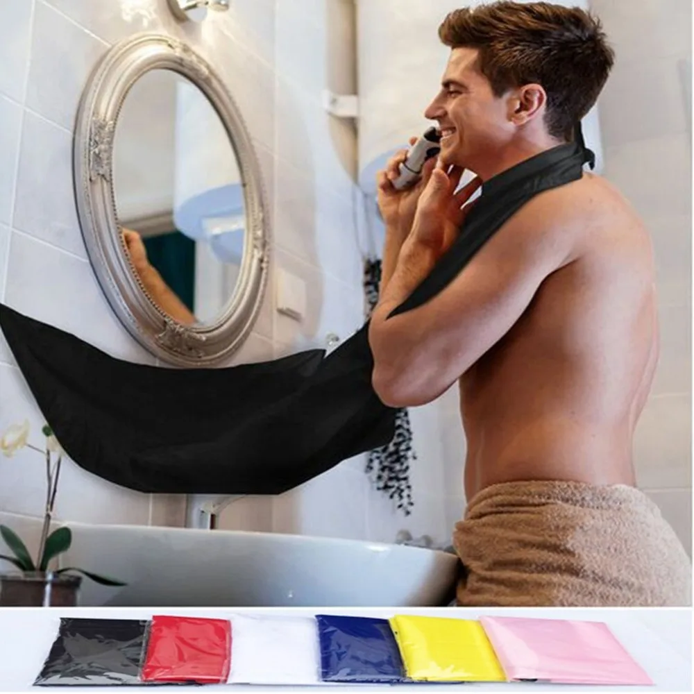 

Compact Size Waterproof Beard Shave Apron Solid Color Men Household Bathroom Beard Trimming Apron Hair Shave Apron