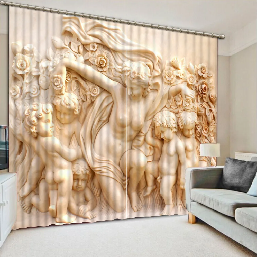 

Europe small people Blackout Window Curtain 3D Stereoscopic Curtain For Living room Bedroom Home Decoration